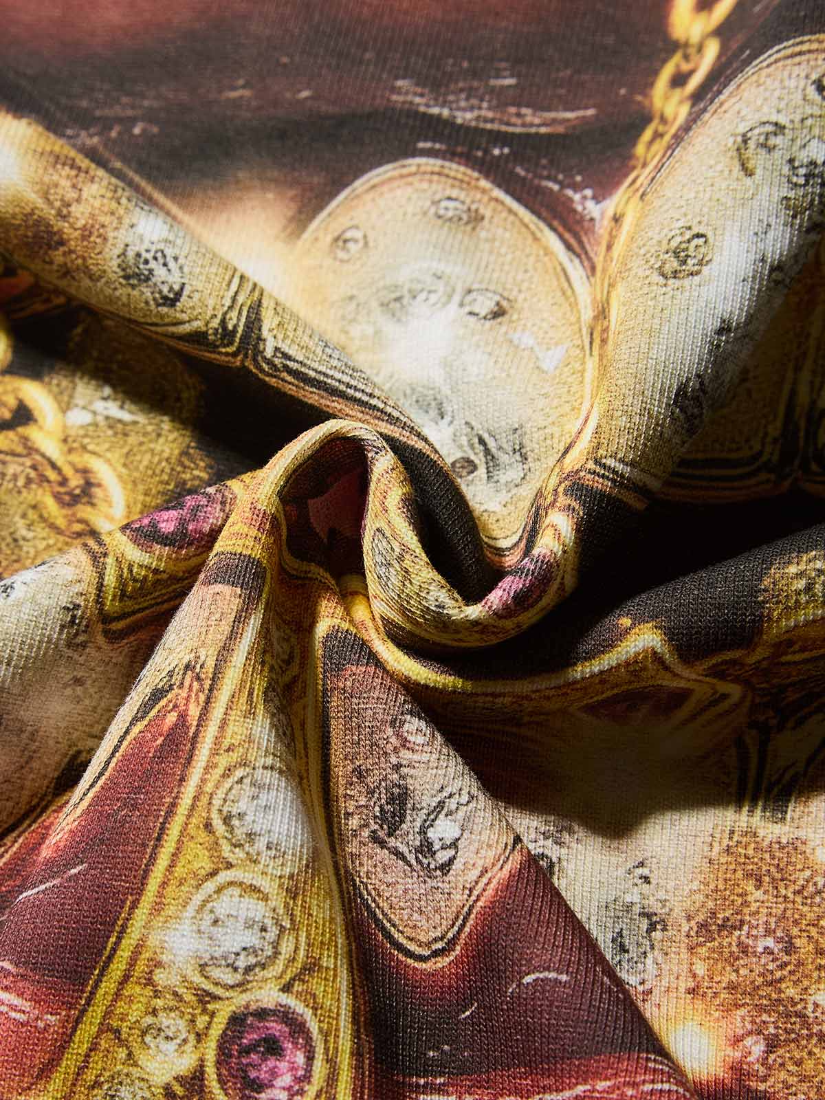 High-Quality Golden Cross Diamond Patch Grills Print heavyweight T-shirt