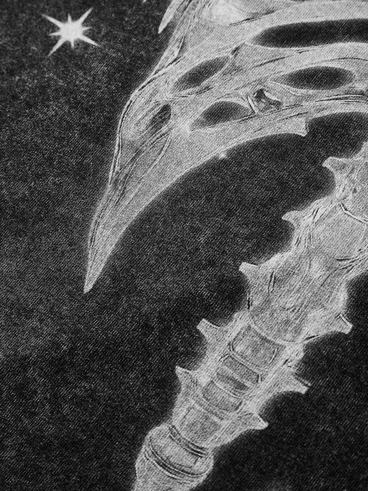 High Quality Cyber Metal Skull Print 300g T-shirt