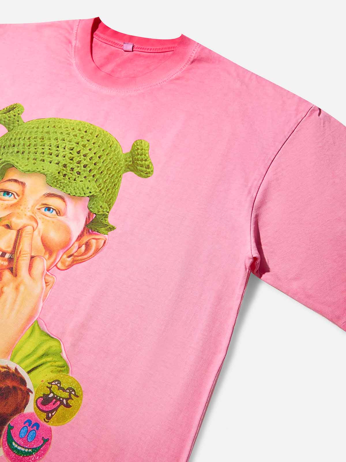 Bad Boy and His Shrek Crochet Hat Print T-shirt