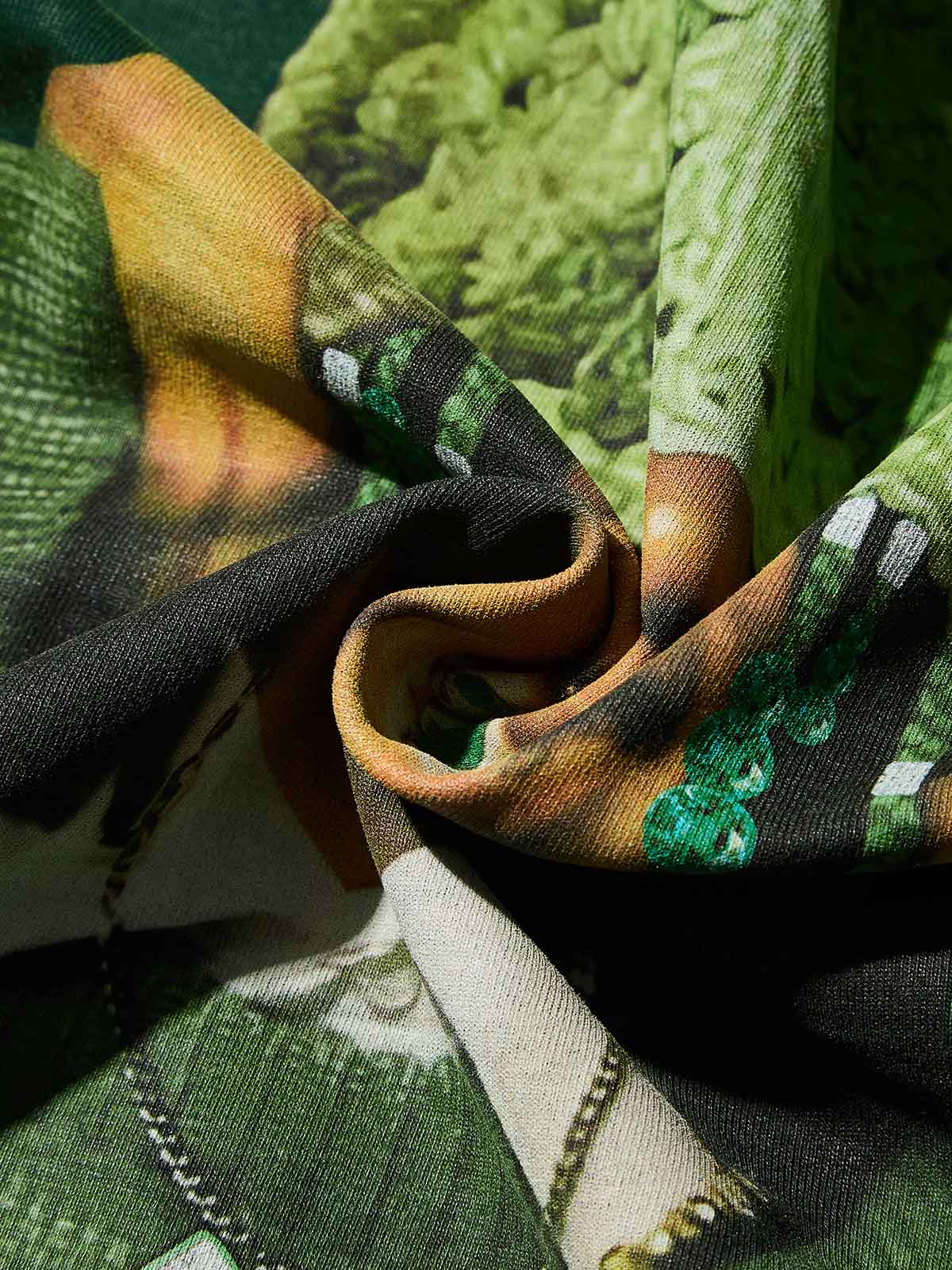 Avocado Green Cat Ear Crochet Hat Washed Printed T-Shirt