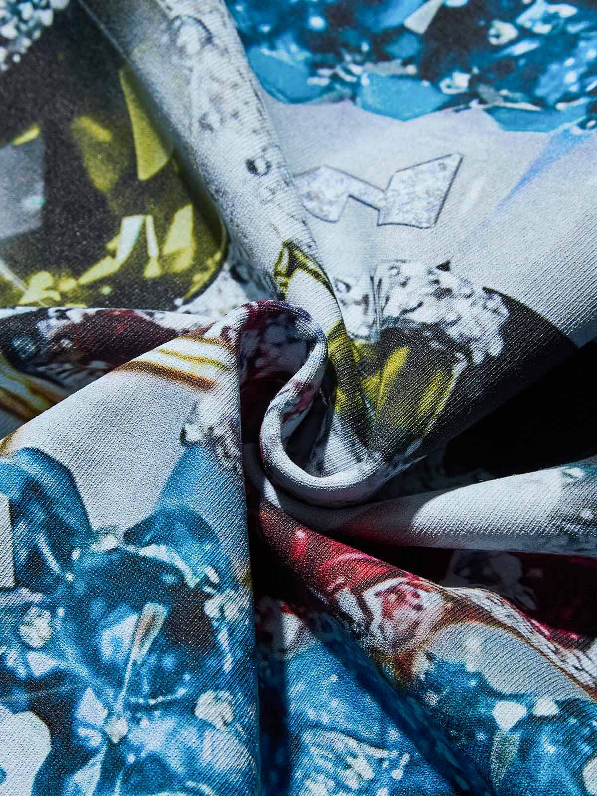 Glittering Blue Gemstone Wash Print T-shirt