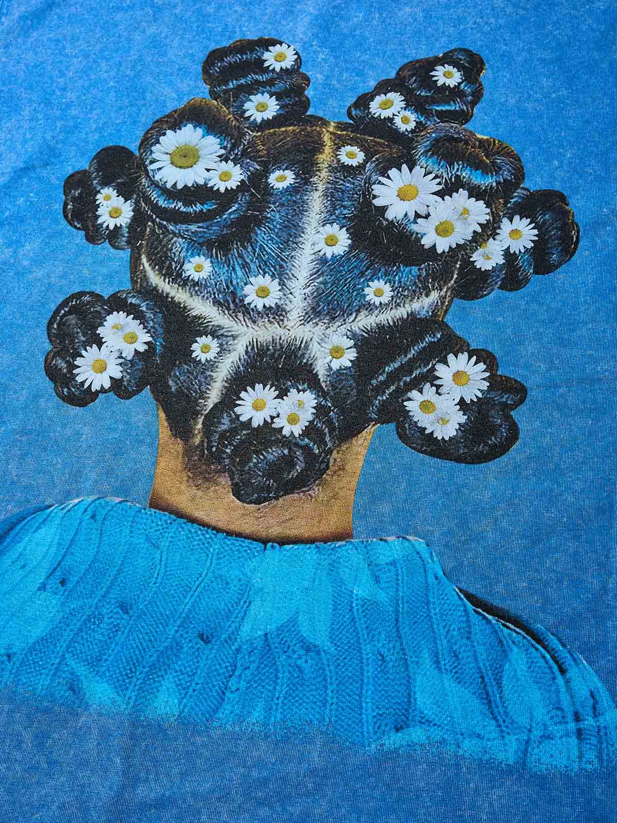 Summer Delight Daisy Blue Wash Print T-shirt