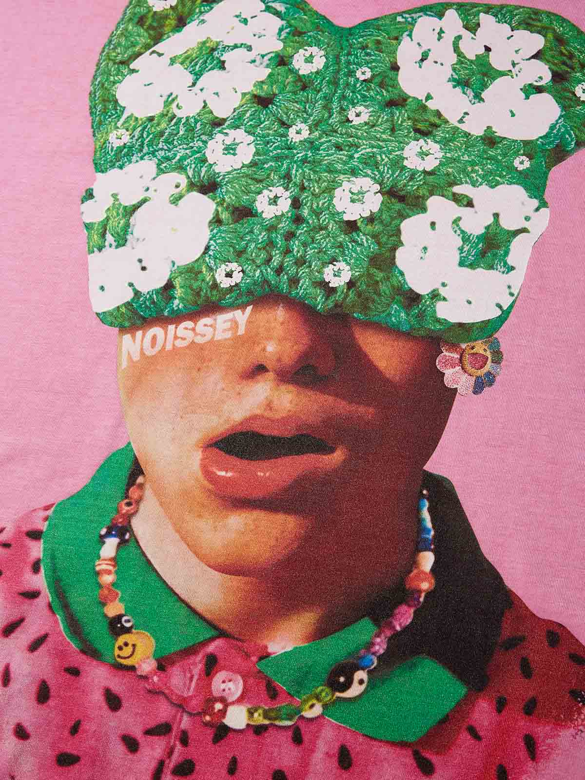 Summer Dopamine Kitty Cap Pink Gradient Print T-shirt