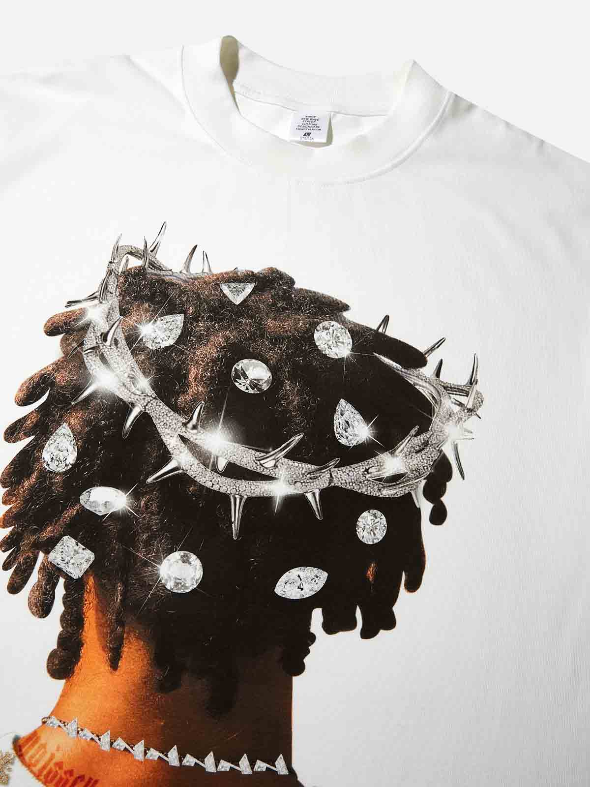 High quality Jesus's Thorn Crown Character Print heavyweight T-shirt