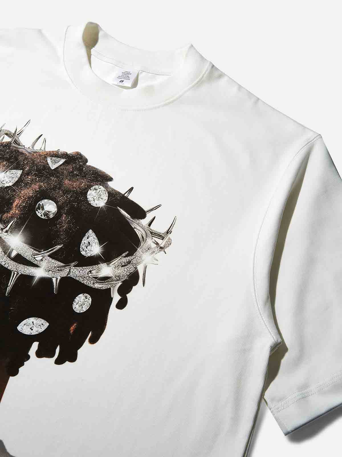 High quality Jesus's Thorn Crown Character Print heavyweight T-shirt