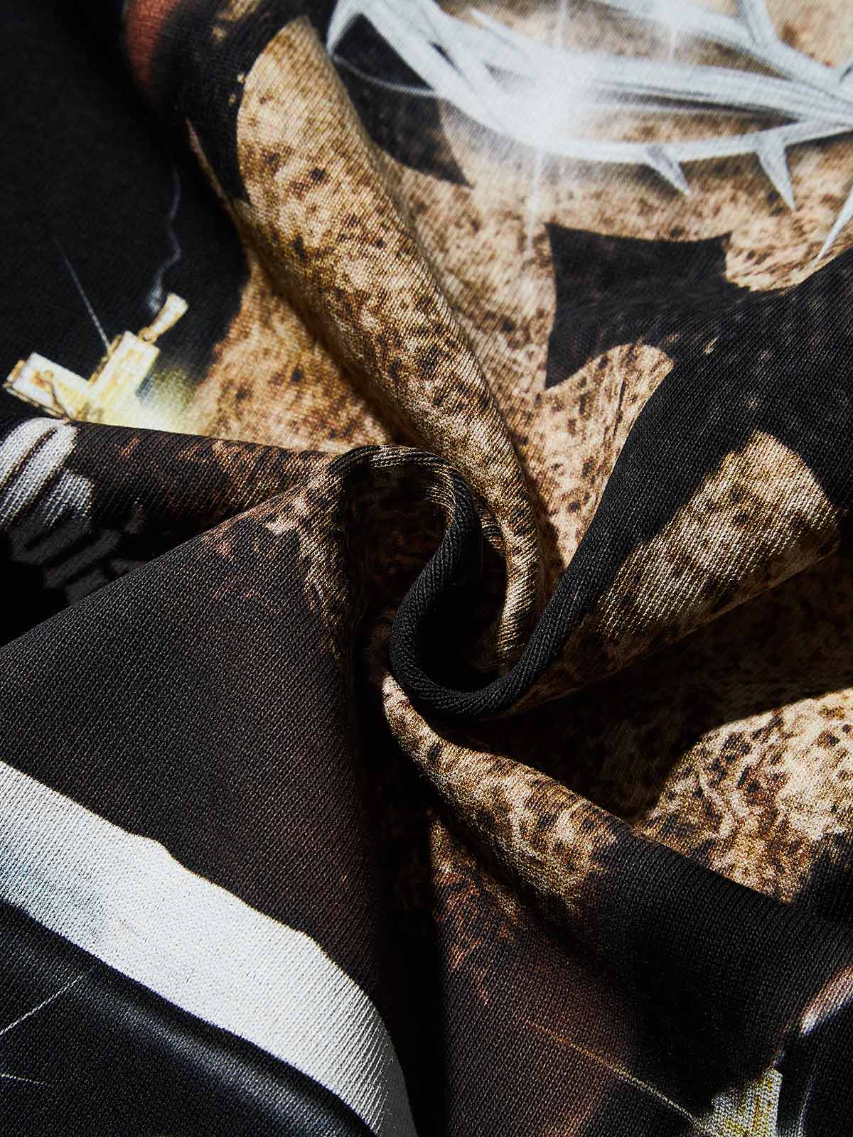 High quality Cross Hairstyle and Diamond Thorn Crown Print 350g T-shirt