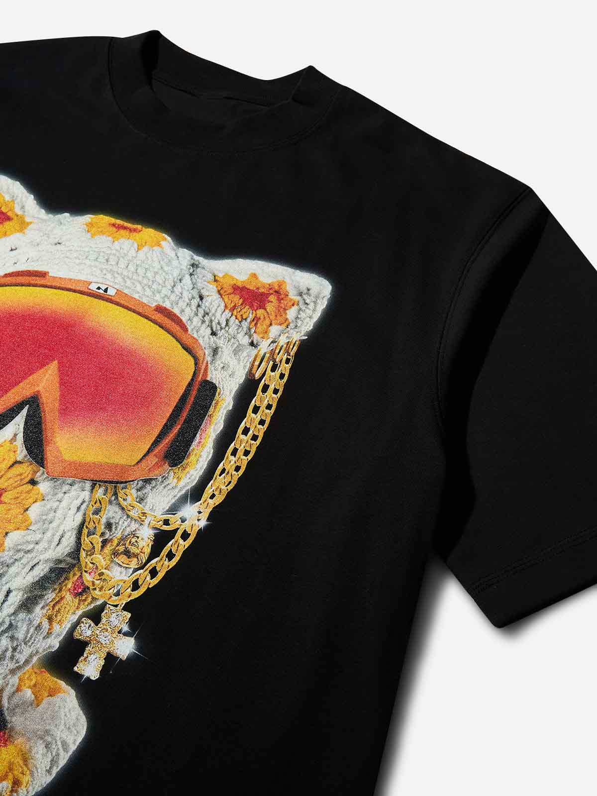 High quality "Functional Cat-ear Cap Black Print" 350g T-shirt