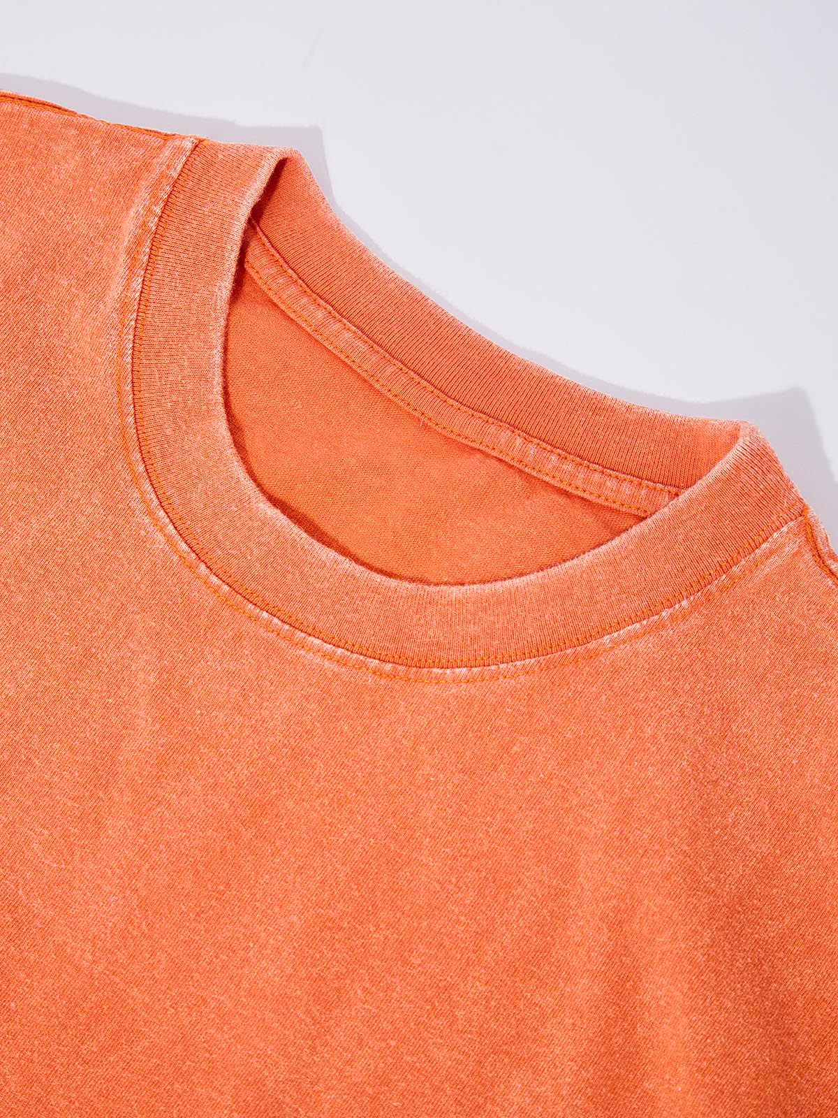 Star Player Cat Hat Orange Print washed T-shirt