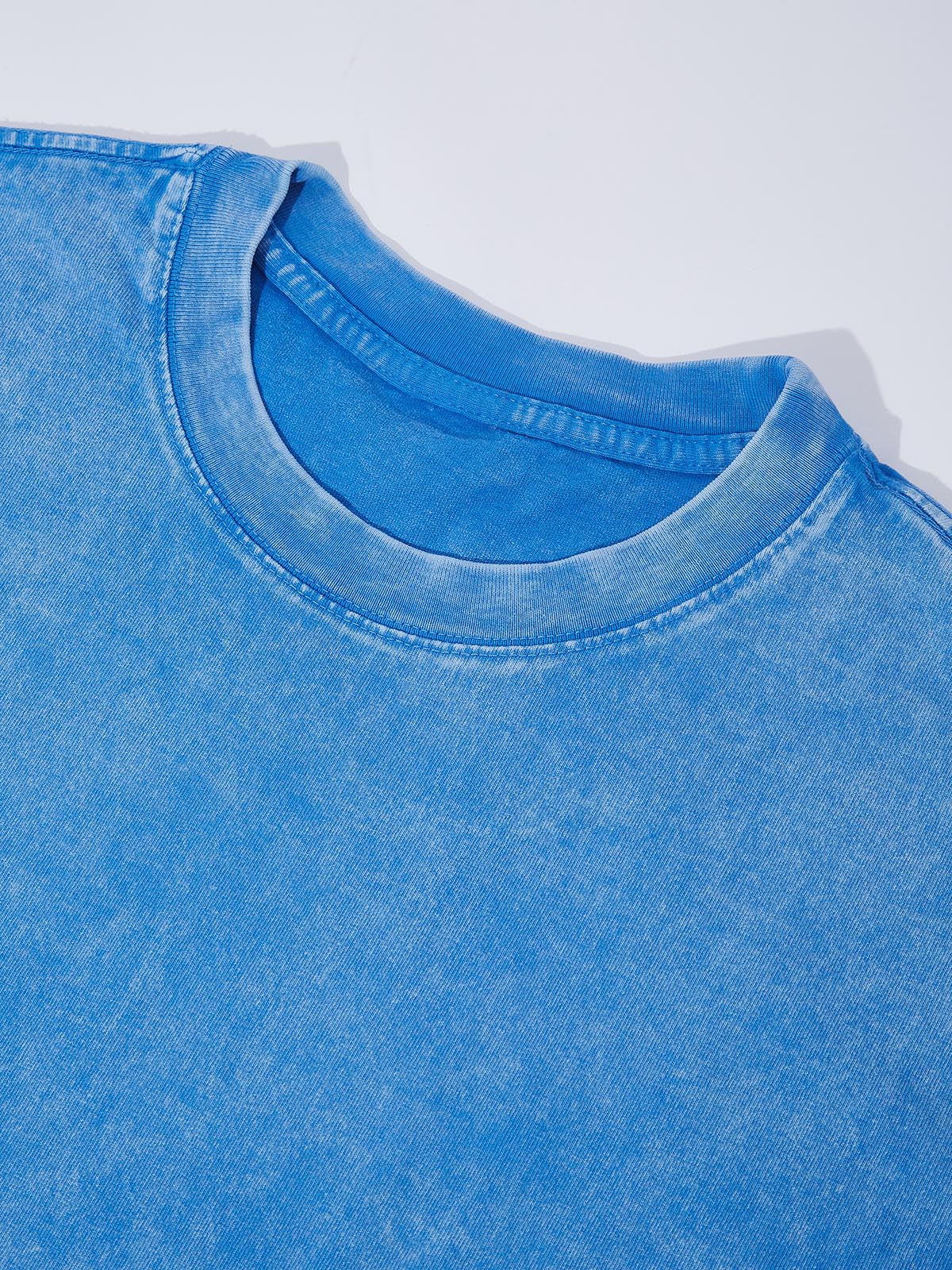 Rap Star Cat with Cat Ears Blue Washed Print T-Shirt