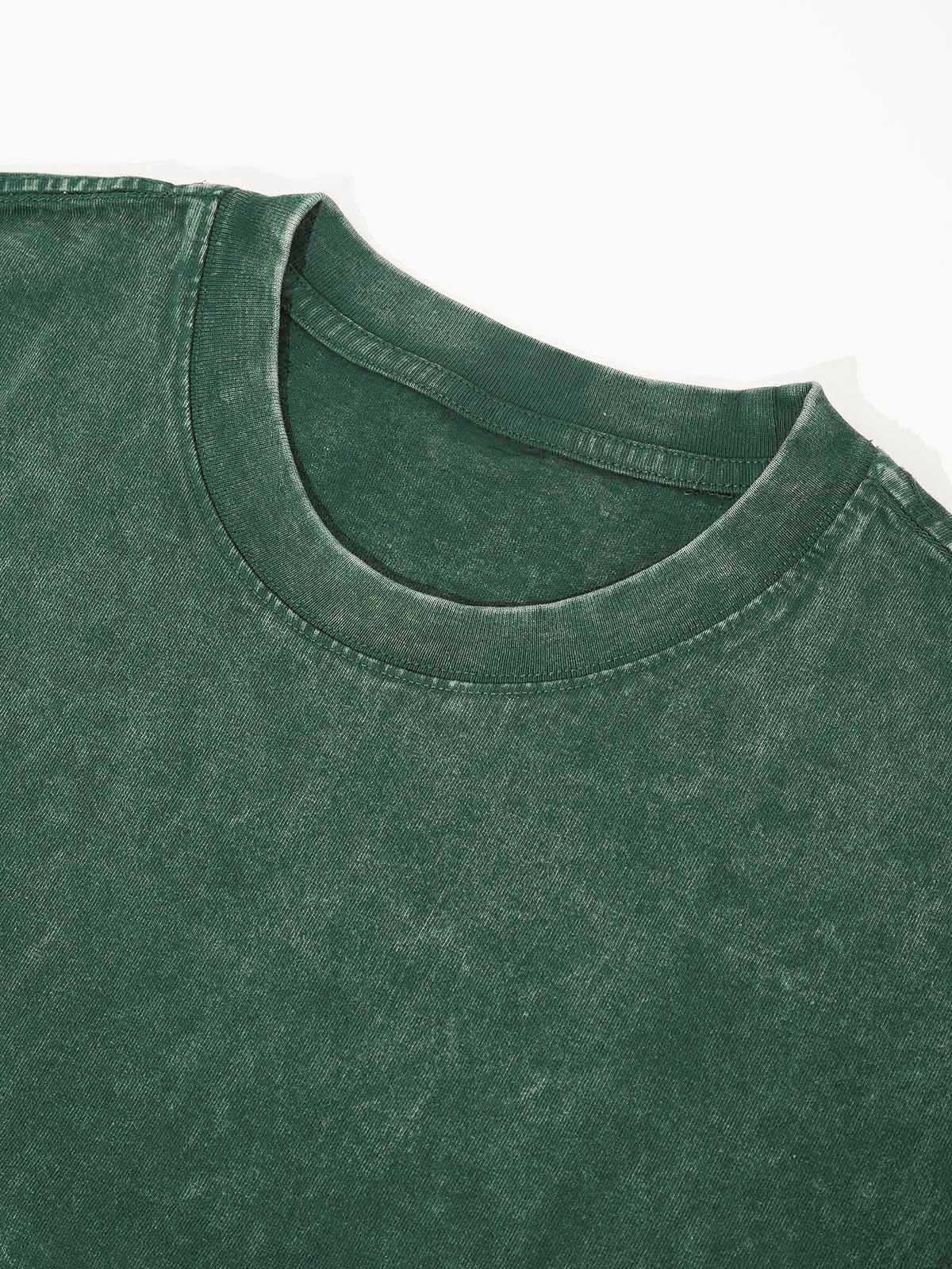 Kids' Cat-Ear Knitted Hat Green Washed Print T-shirt