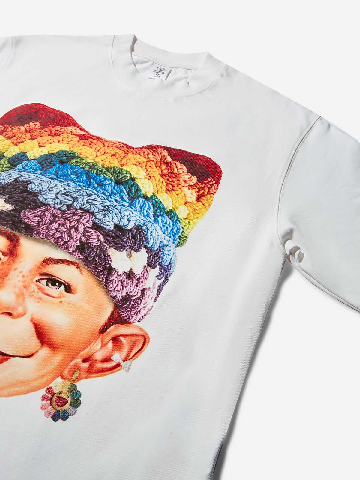 High Quality "Bad Boy" & Rainbow Crochet Hat Print 350g T-shirt