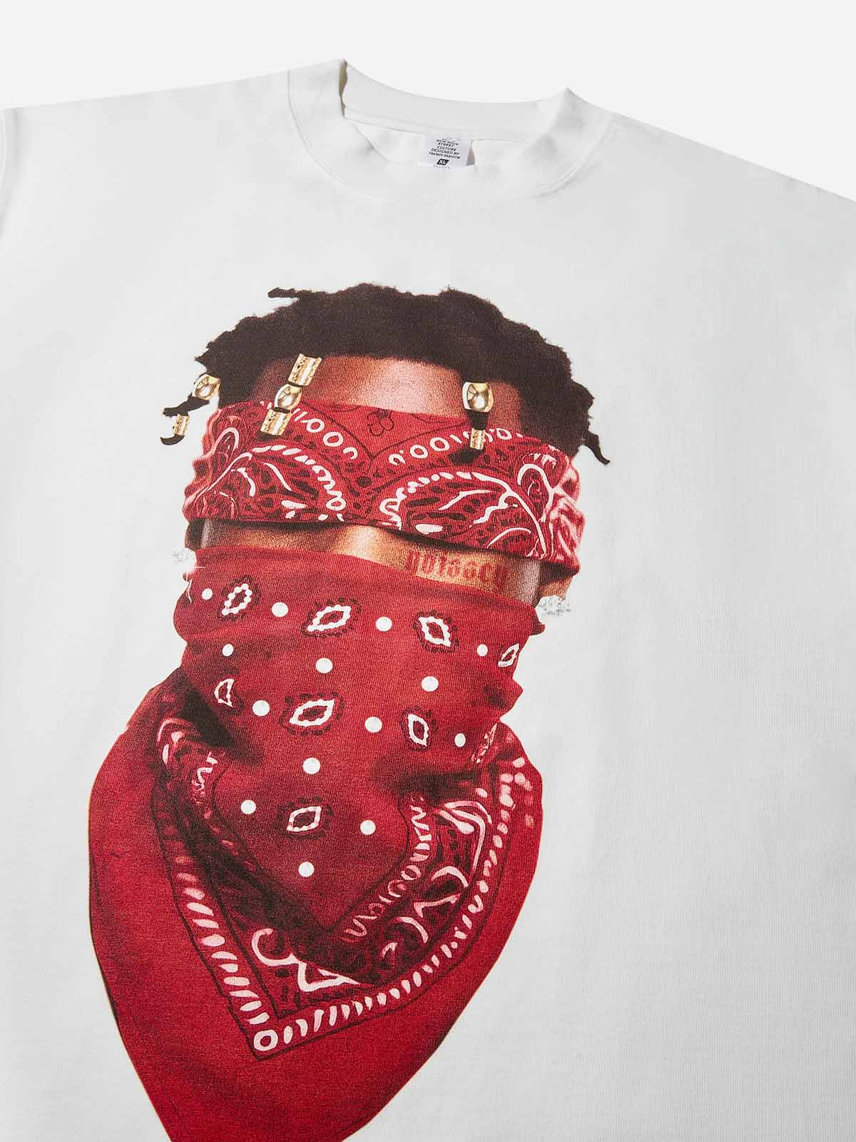 High Quality Red Paisley Bandana Face Mask Print 350g T-shirt