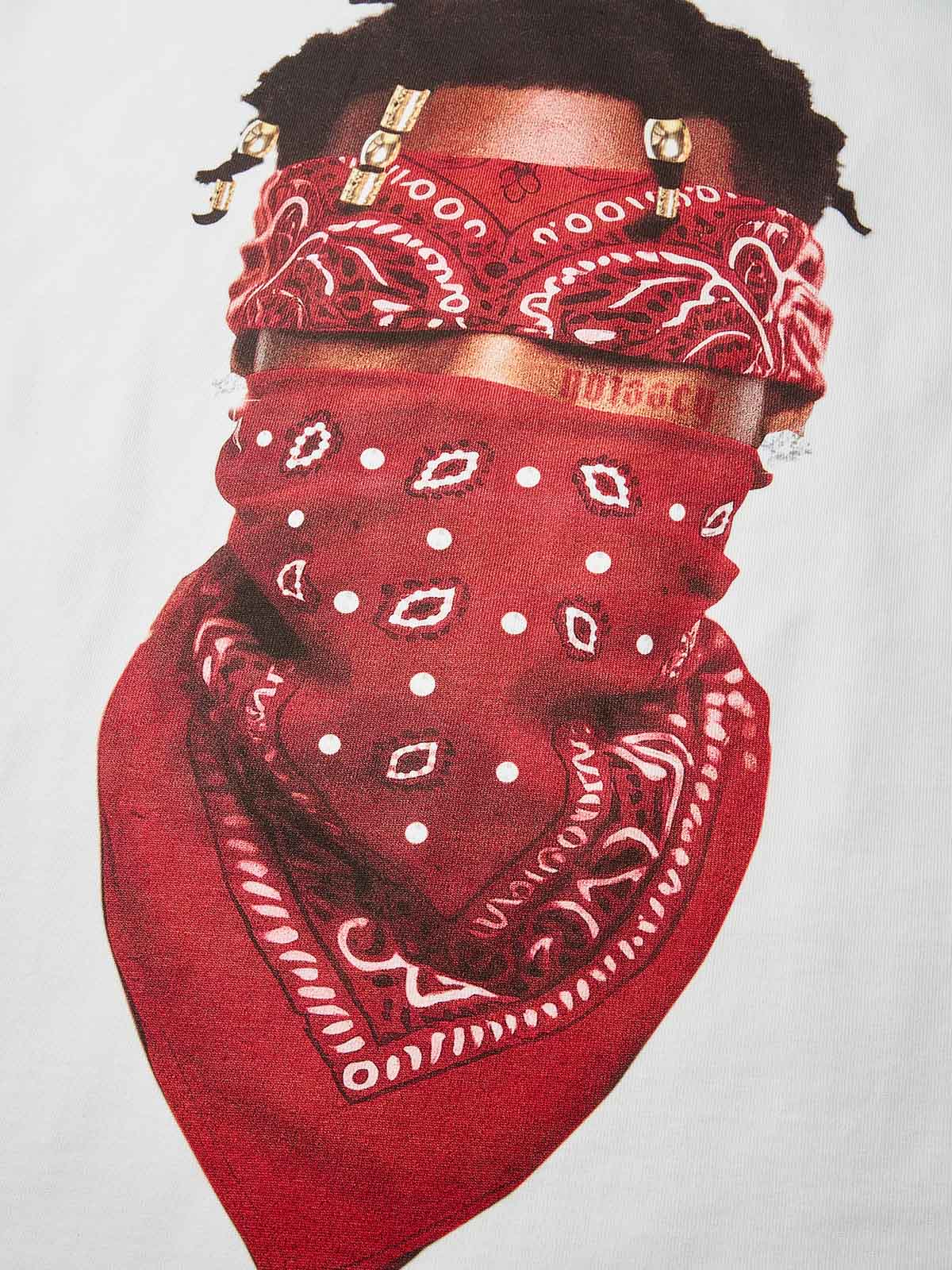High Quality Red Paisley Bandana Face Mask Print 350g T-shirt