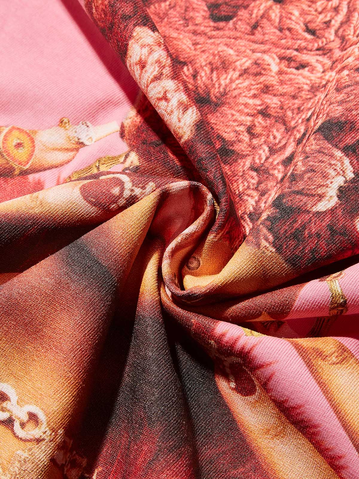 Rich Girl Cat-ear Hat Gradient Pink Washed Print T-shirt