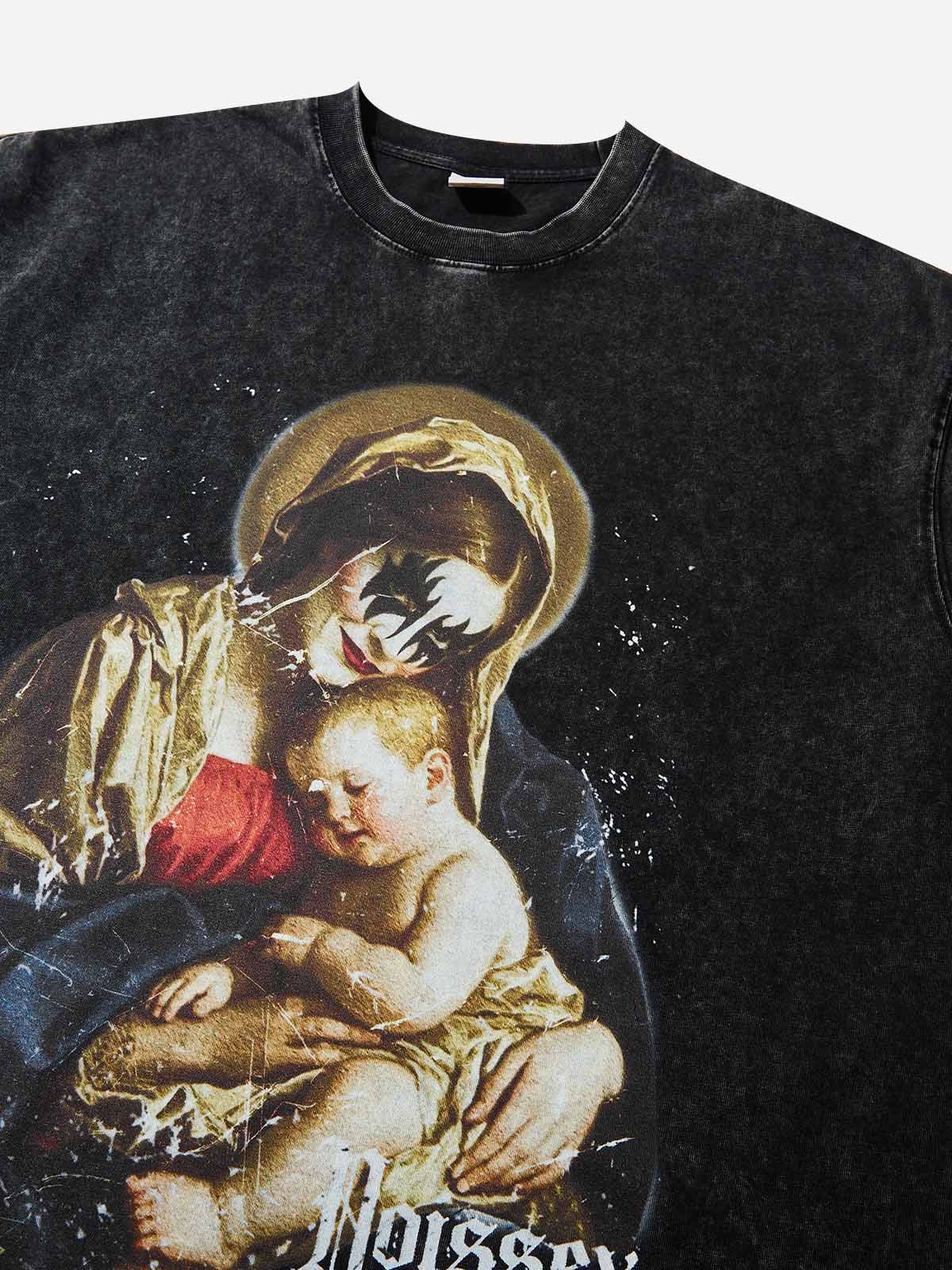 "Kiss" washed print T-shirt