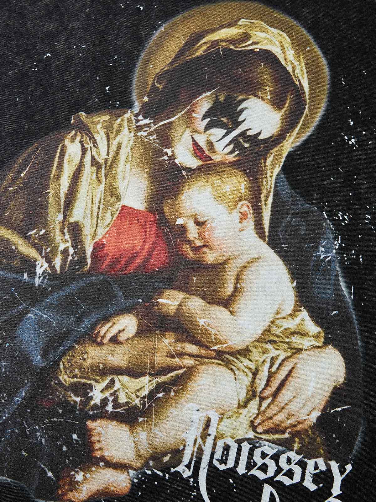 "Kiss" washed print T-shirt