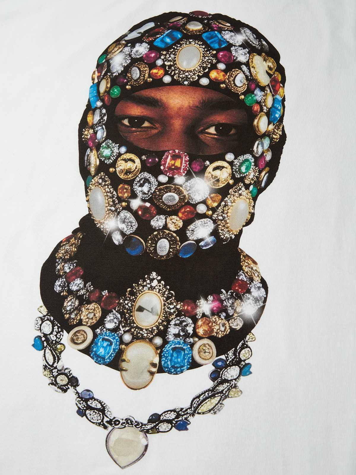 Luxurious Colorful Diamond Balaclava Print 310g T-shirt