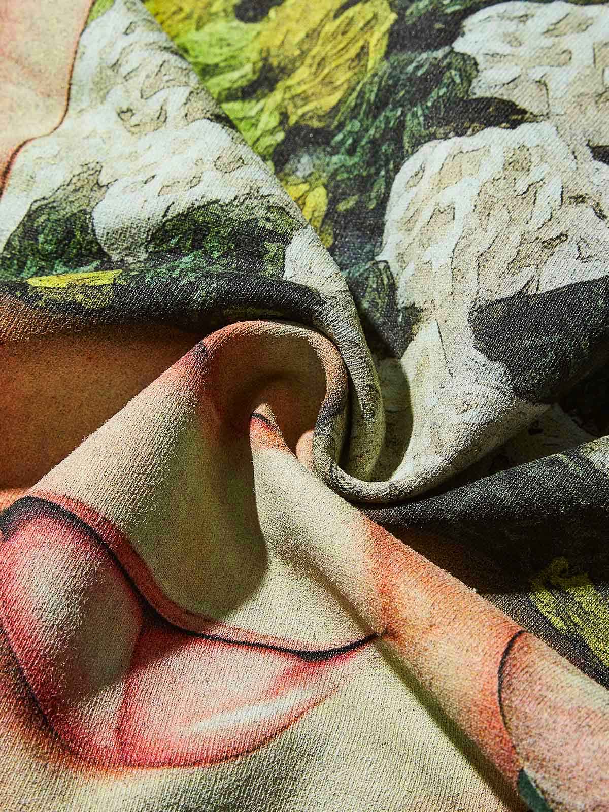 Bad boy wearing green cat hat washed green print T-shirt