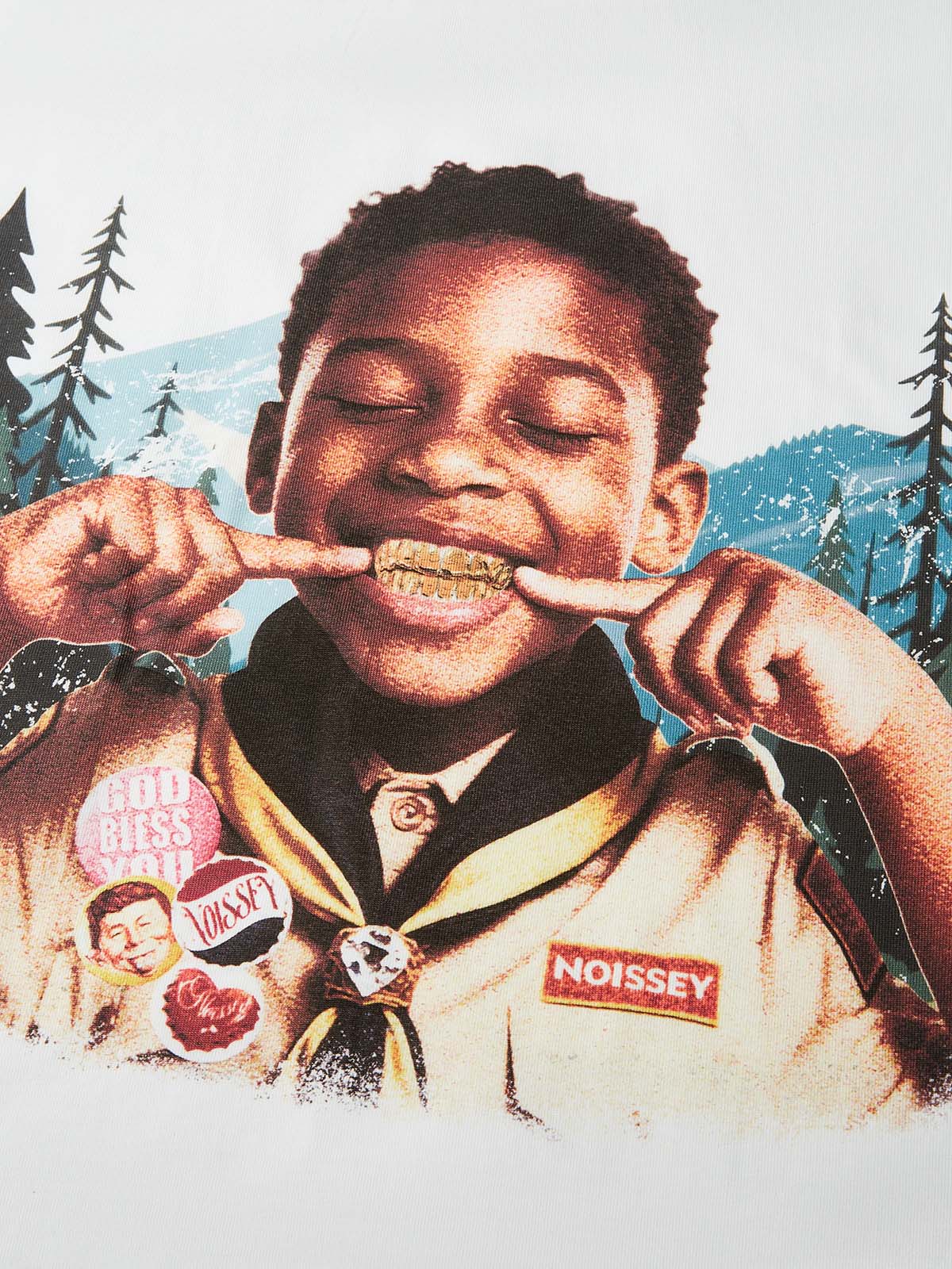 Boxy Oversized T-shirt with Grills-Wearing Kid Print