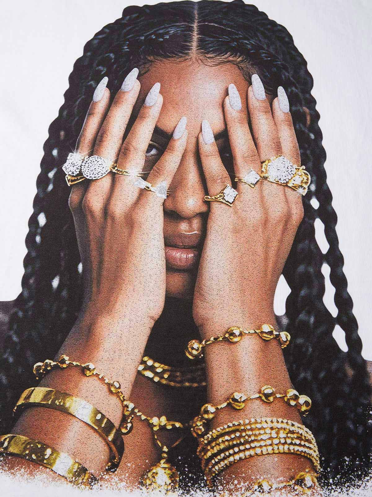 Boxy oversized T-shirt Girl & Her Gilded Nail Art Print T-Shirt