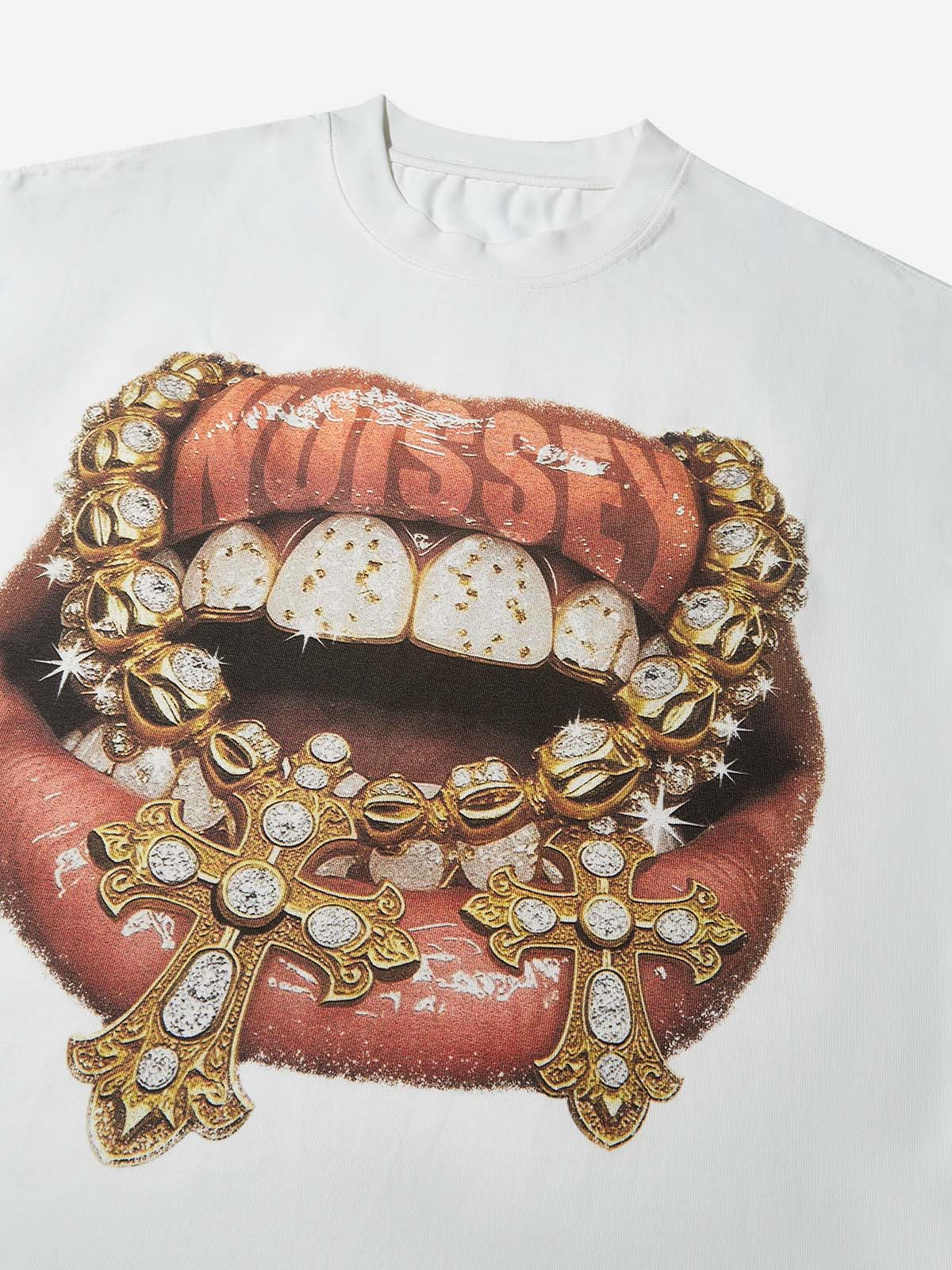 Boxy oversized T-shirt Golden Diamond Jewelry Grills Print T-Shirt