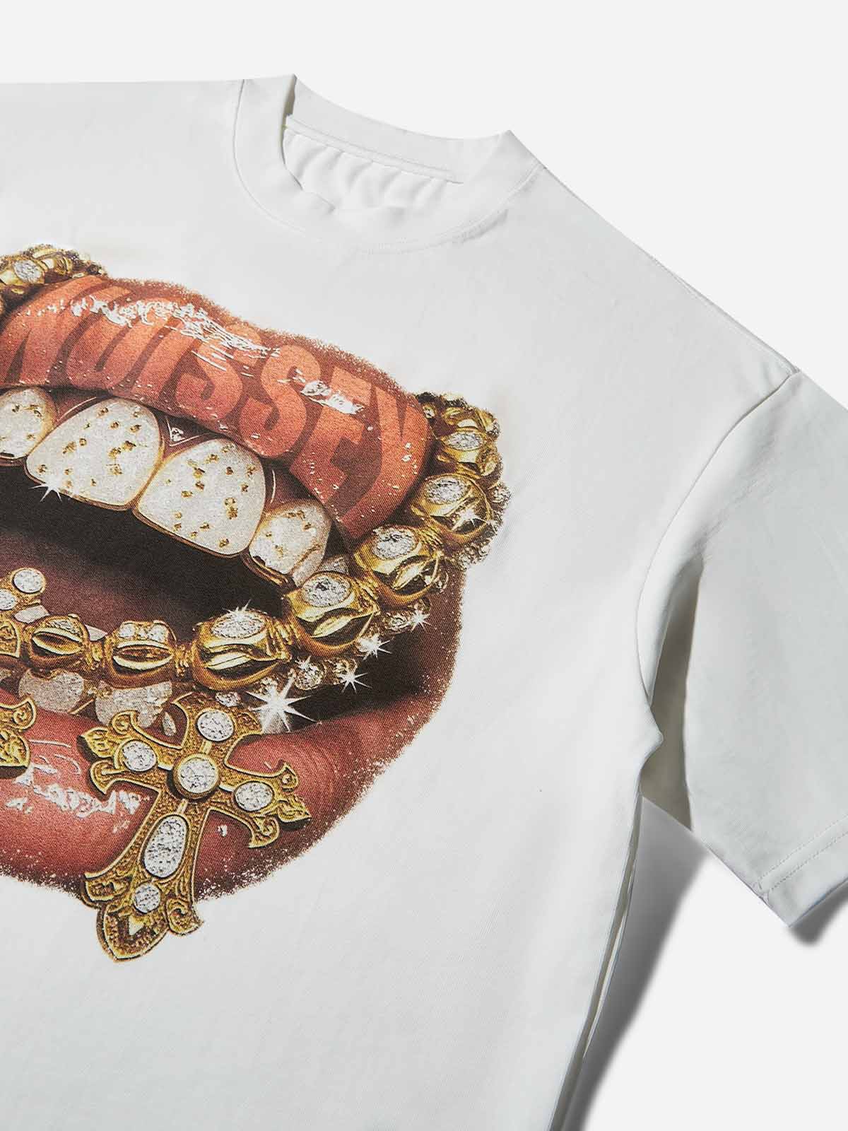 Boxy oversized T-shirt Golden Diamond Jewelry Grills Print T-Shirt