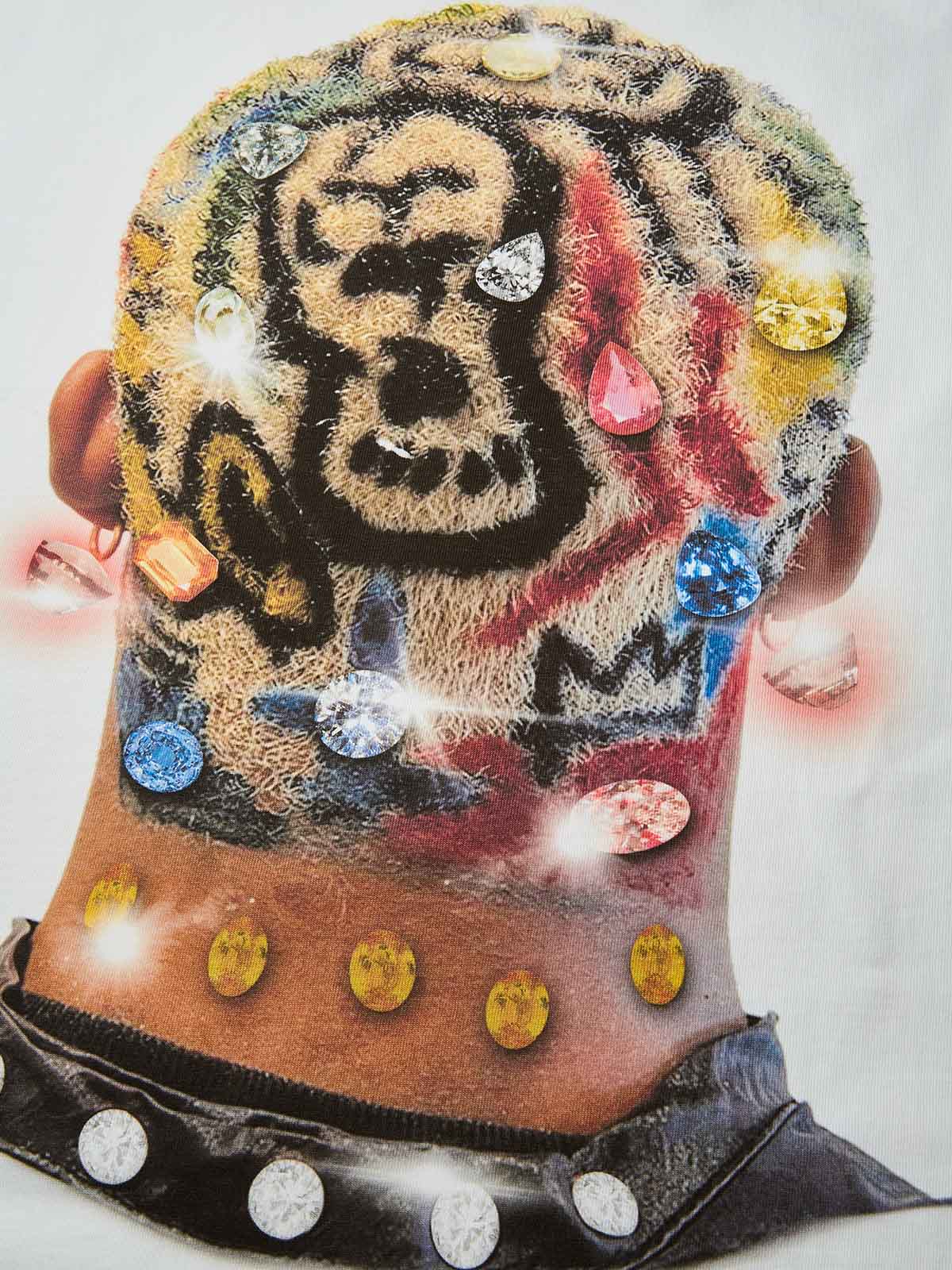 Boxy oversized T-shirt Colored Hair Diamond Print T-shirt