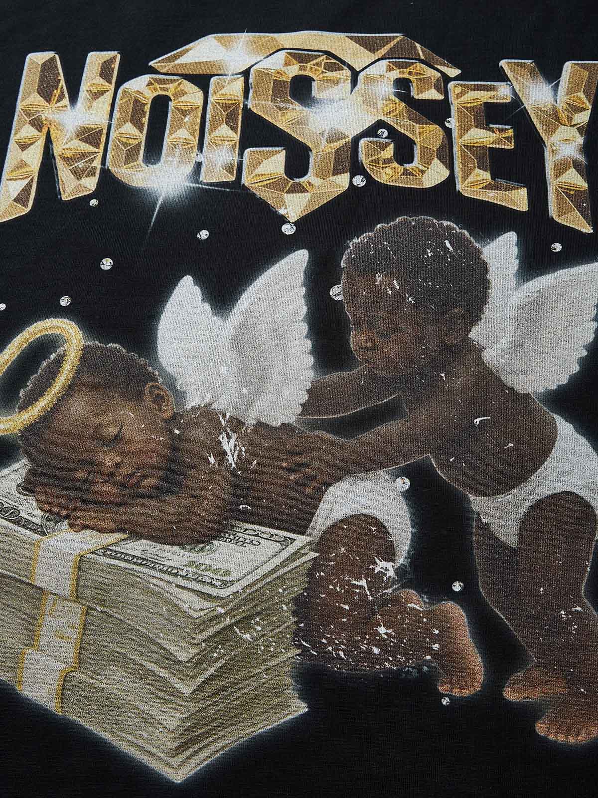 Angel on Money Print Boxy Oversized T-shirt