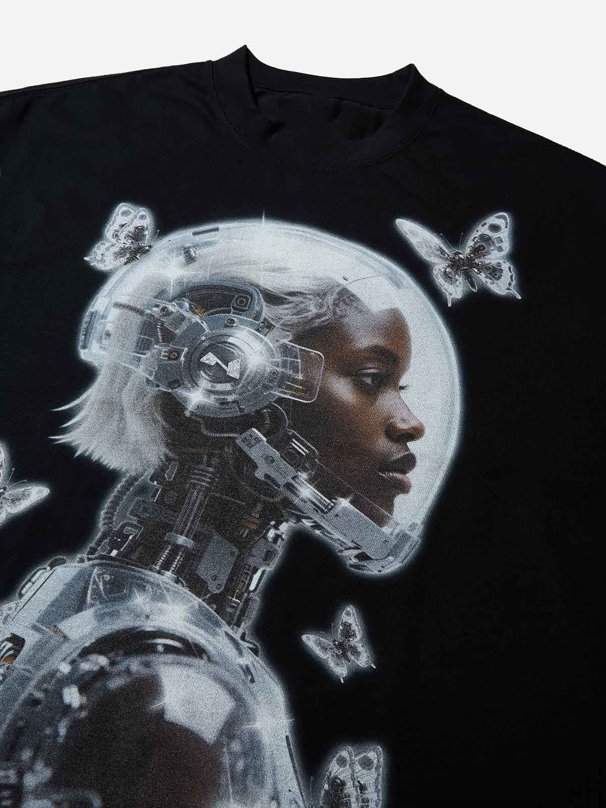 Boxy Oversized T-shirt with Space Fantasy Print