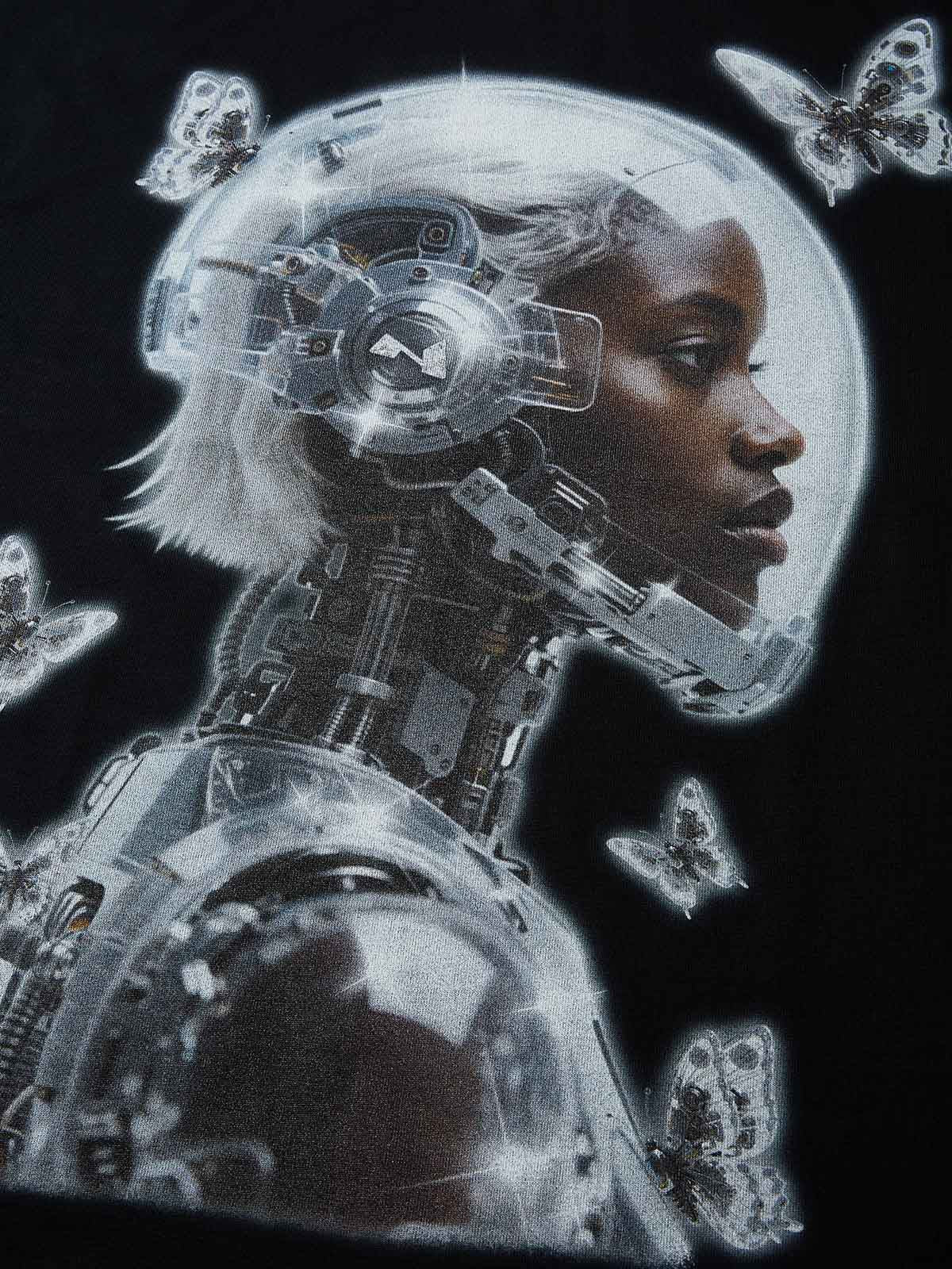 Boxy Oversized T-shirt with Space Fantasy Print