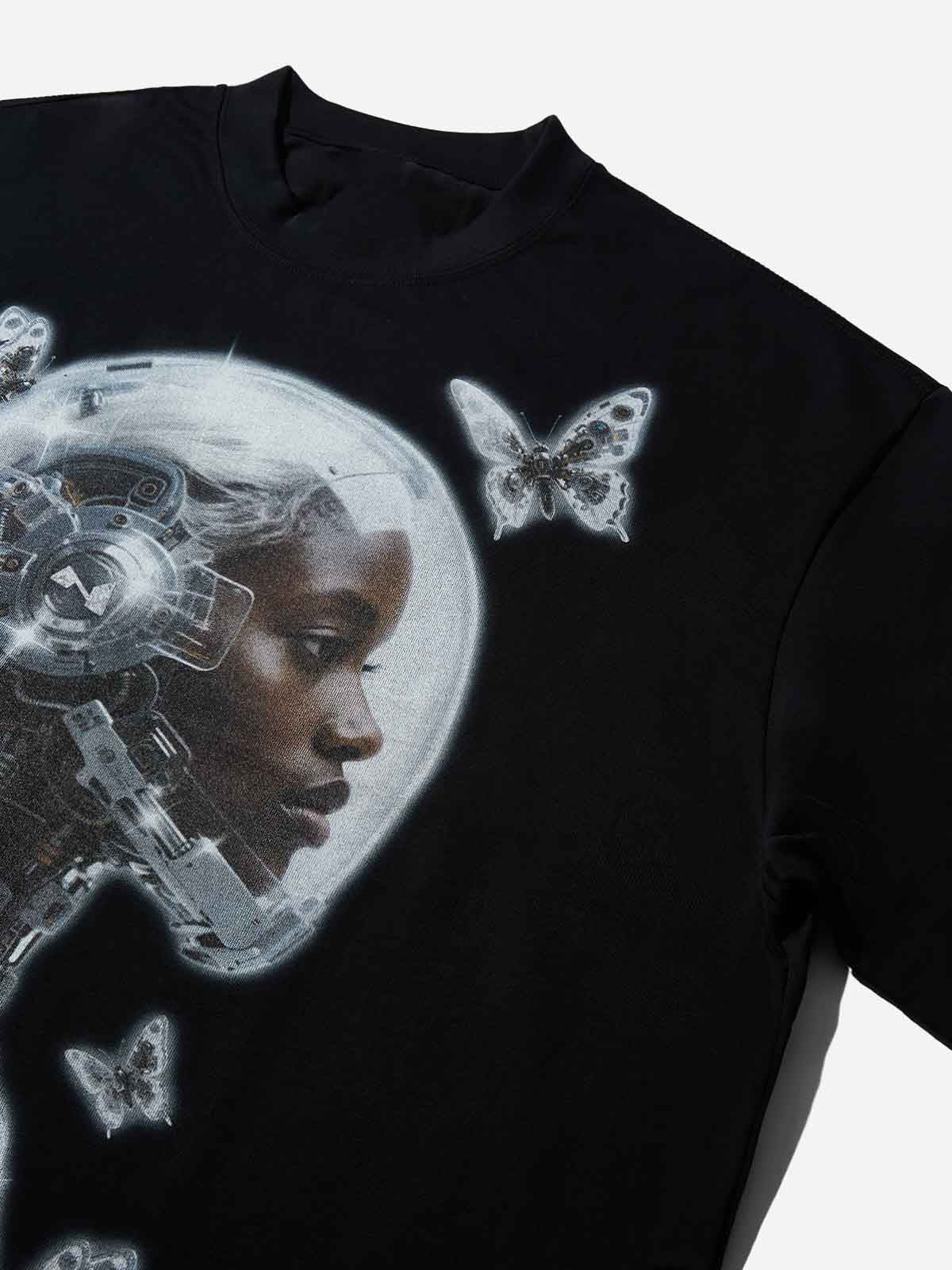 Boxy Oversized T-shirt with Space Fantasy Print