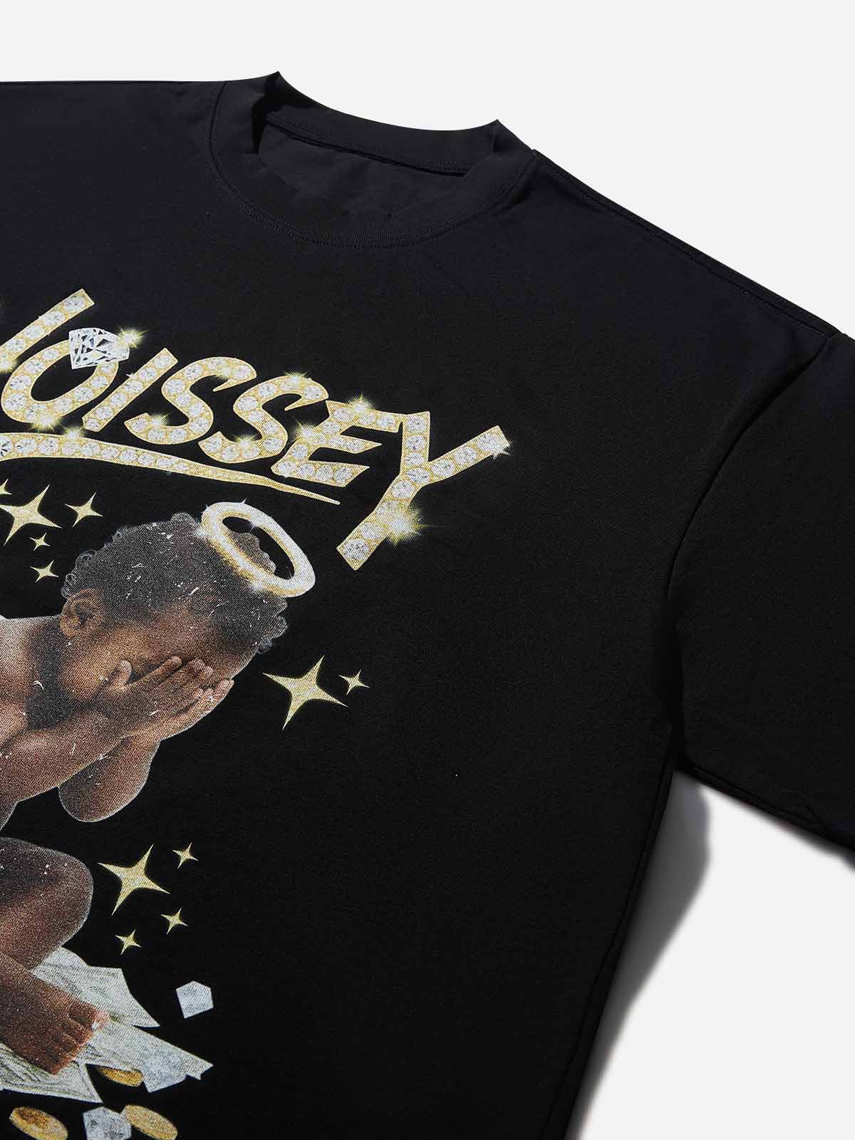 Crying Money Angel Print Boxy Oversized T-shirt