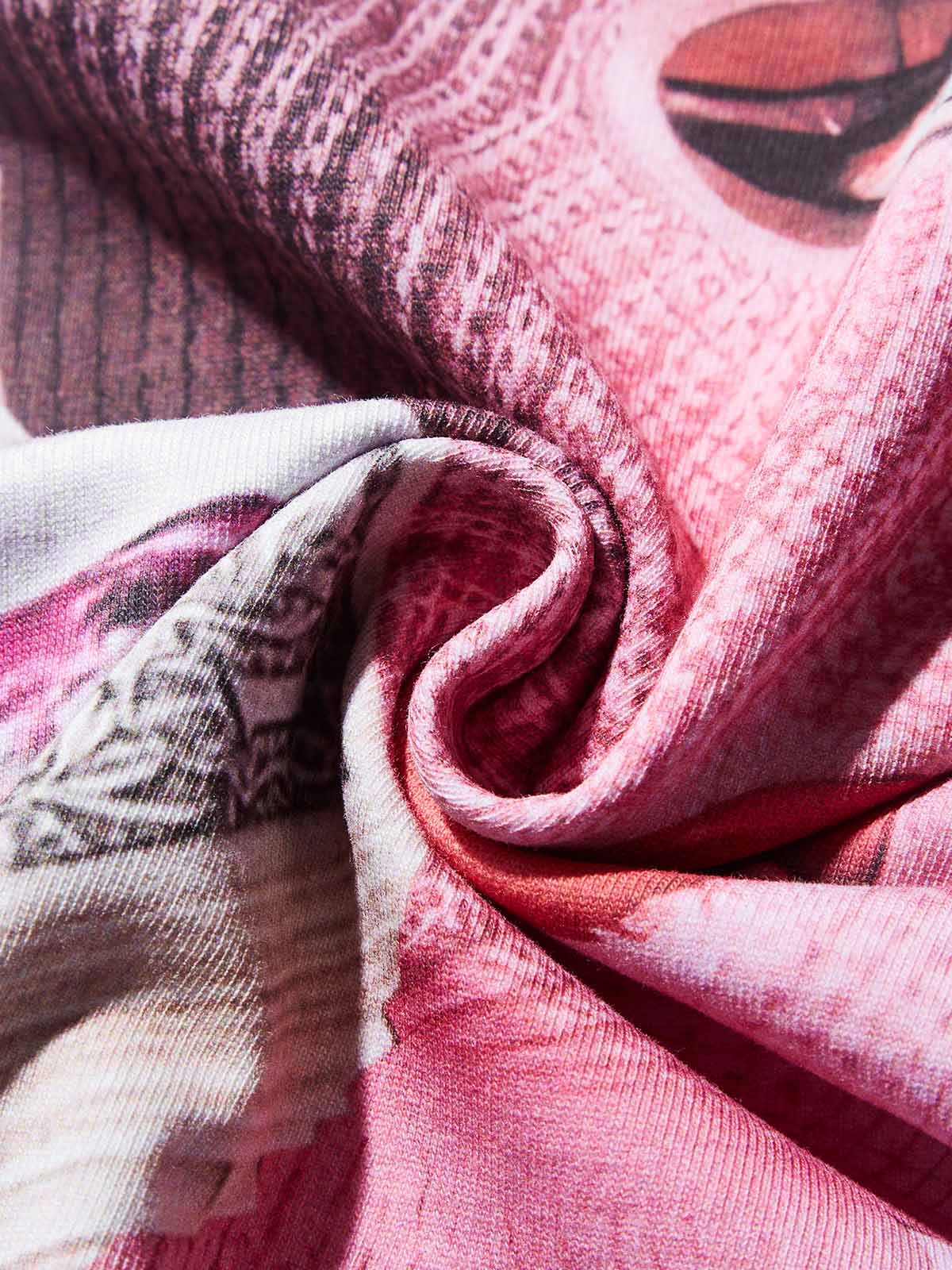 Boxy Oversized T-shirt with Balaclava Girl Holding Money Print