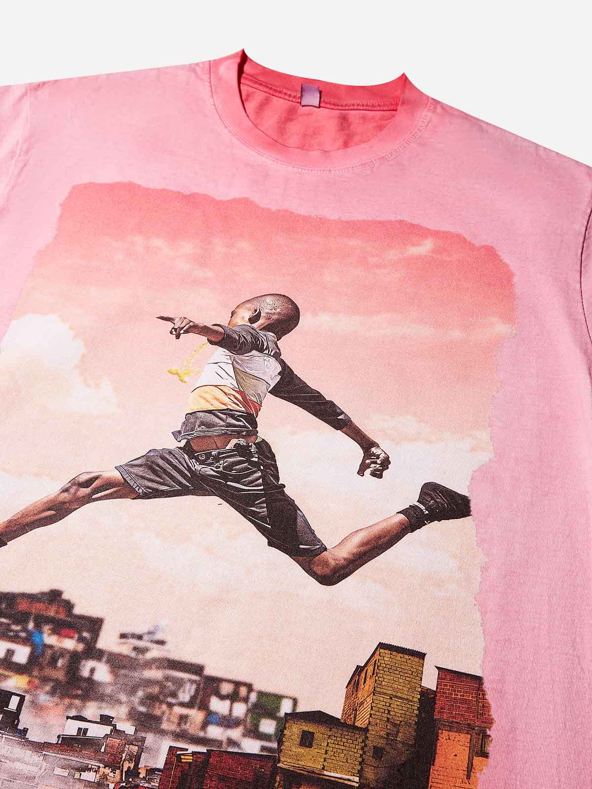 Life & Freedom Collage Washed Print T-Shirt