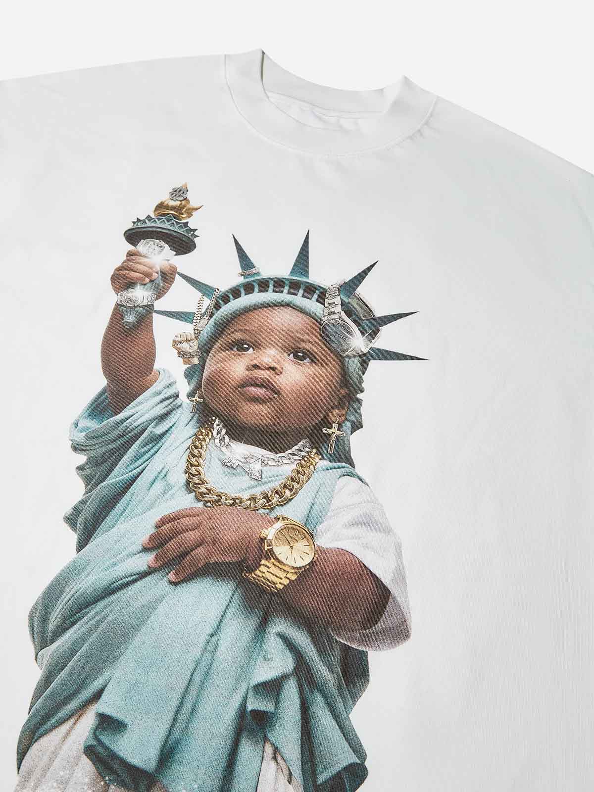 Statue of Liberty Kid Street Art Print T-Shirt