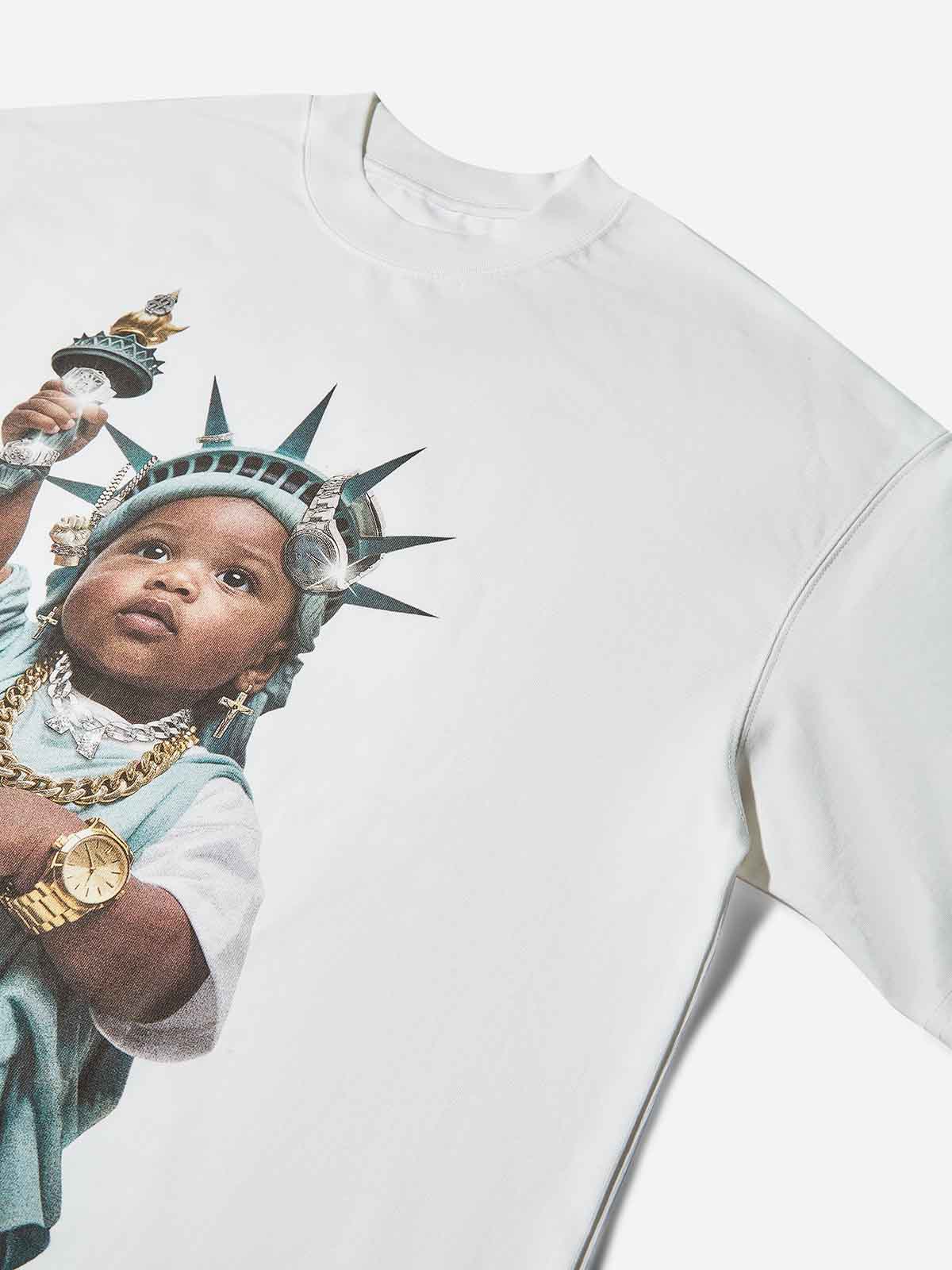 Statue of Liberty Kid Street Art Print T-Shirt