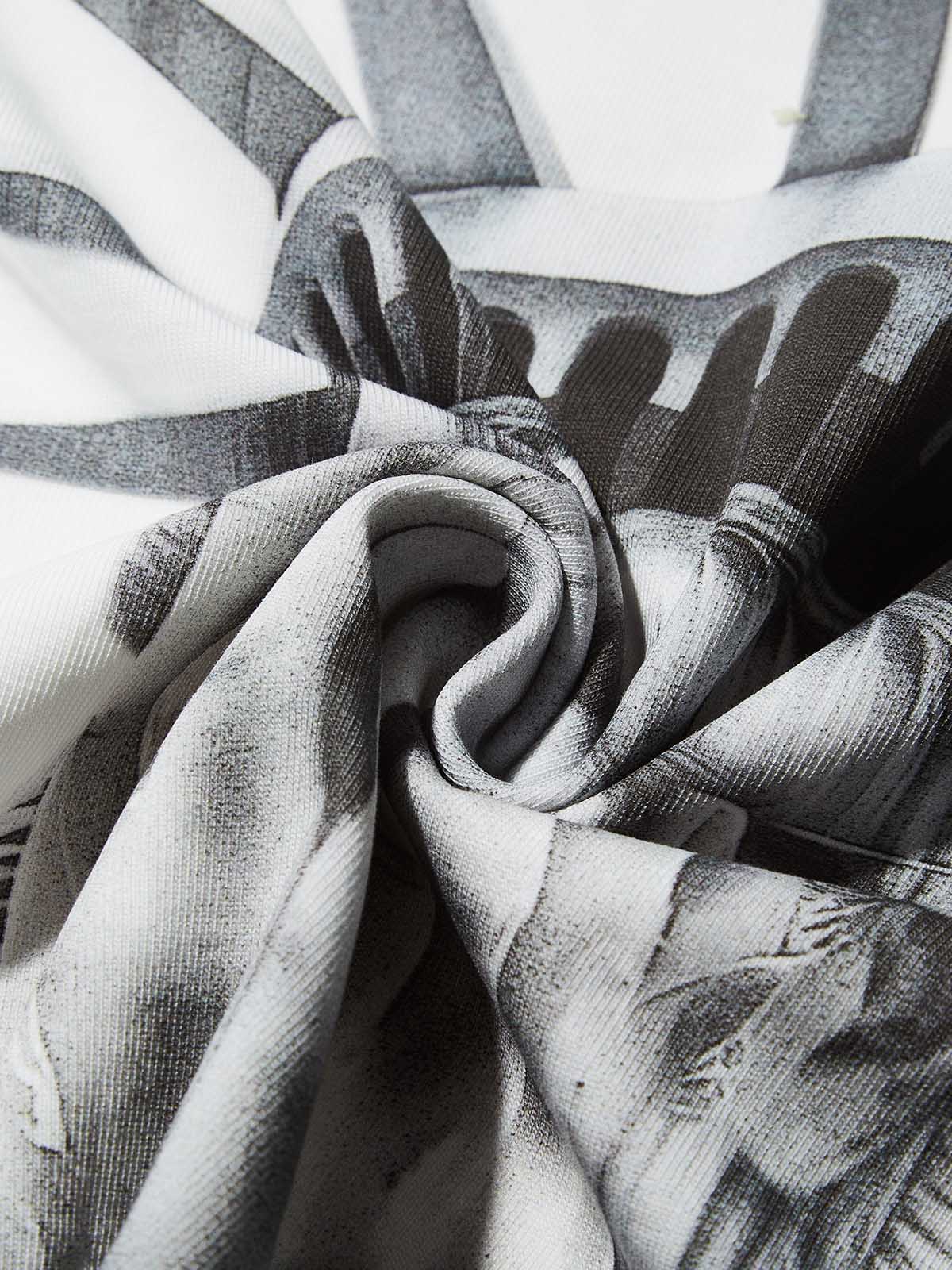 Boxy Oversized T-shirt with Weeping Statue of Liberty Print