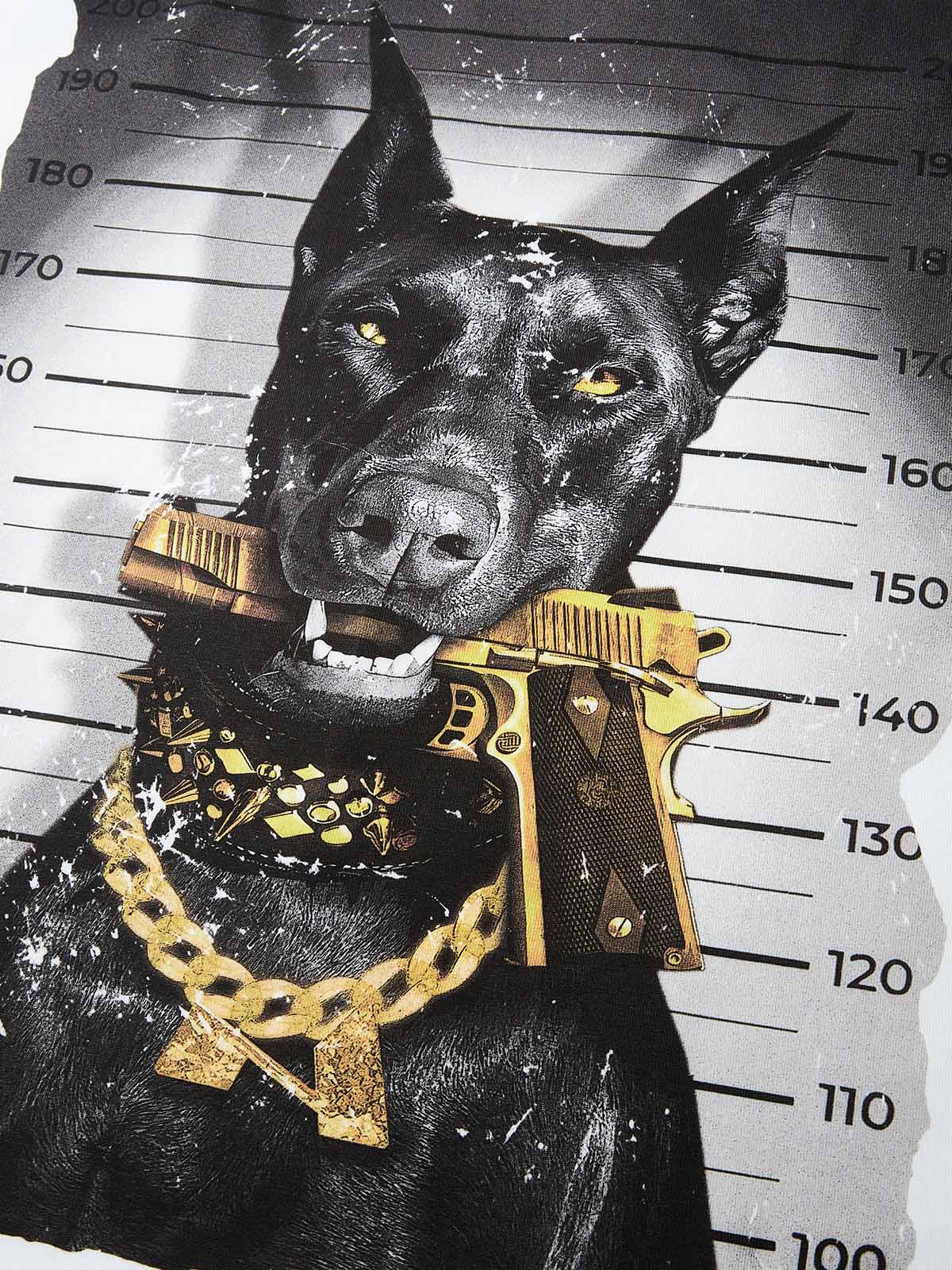 Boxy Oversized T-shirt with Doberman Prison Mugshot Print