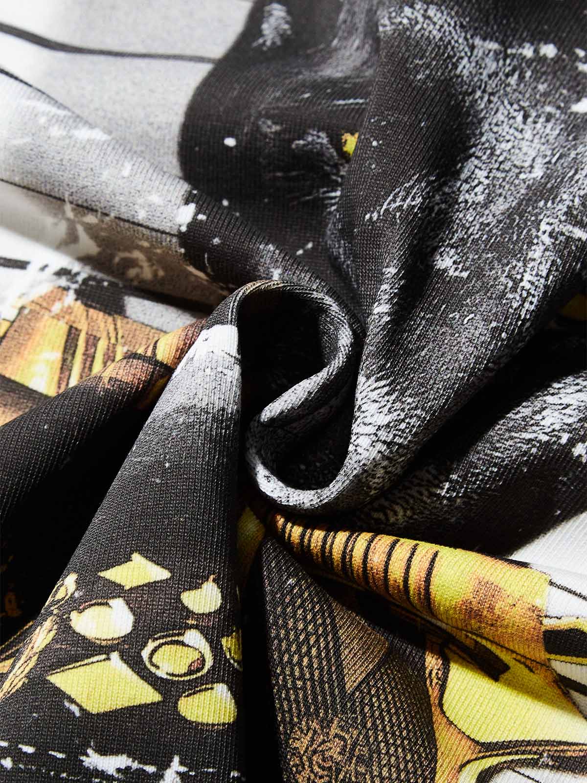 Boxy Oversized T-shirt with Doberman Prison Mugshot Print