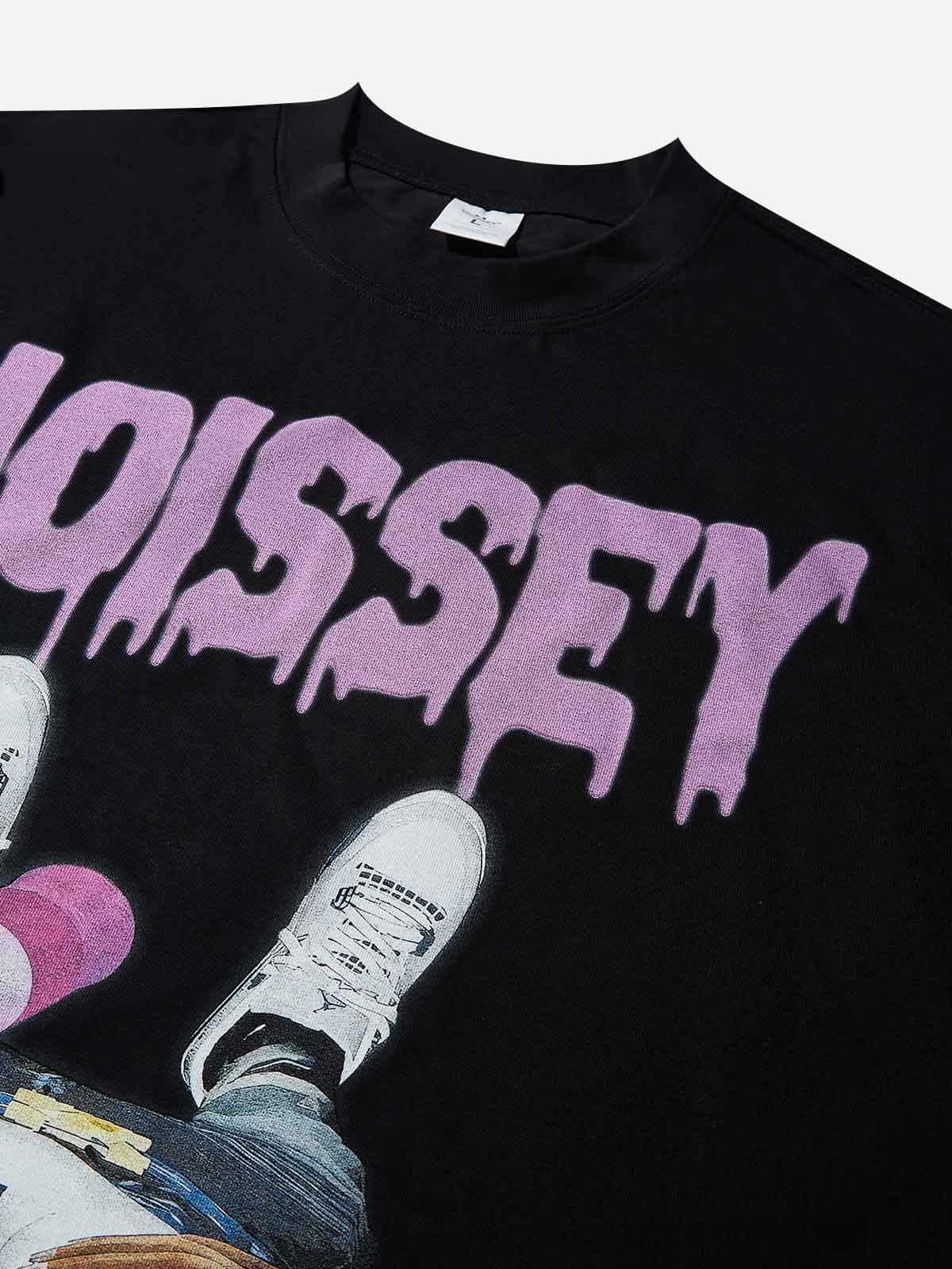 Boxy Oversized T-shirt "First-Person Game Interface Character Print"