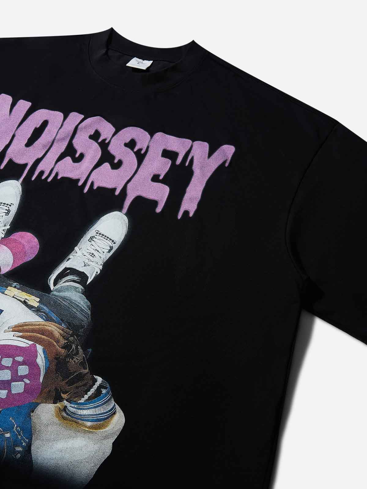 Boxy Oversized T-shirt "First-Person Game Interface Character Print"