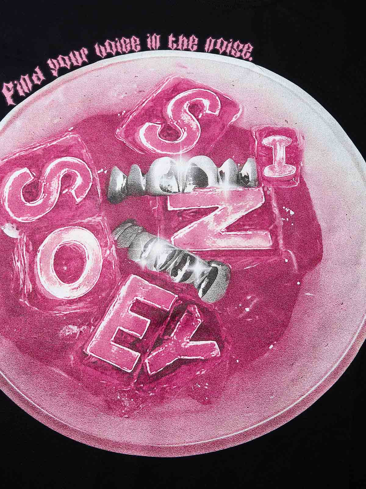 Boxy Oversized T-shirt with Pink Icy Drink Print