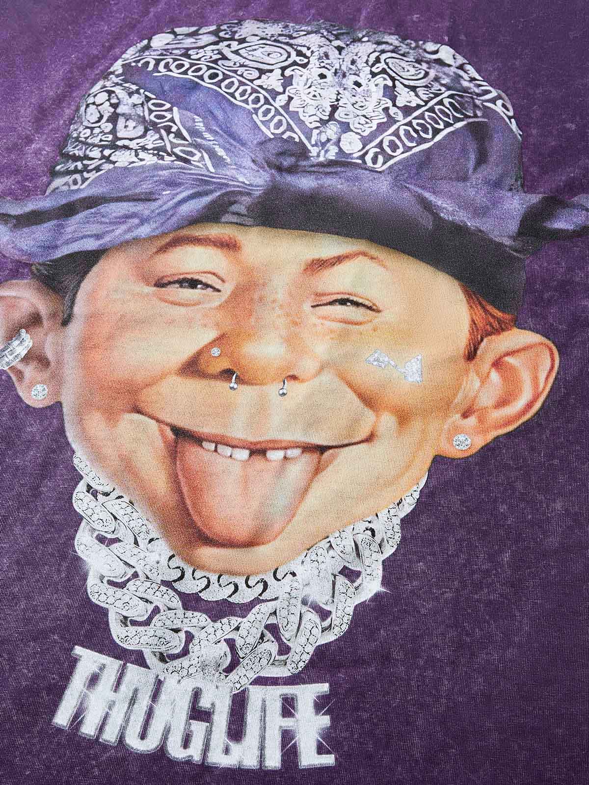 Bad Boy with Purple Paisley Headscarf Washed Print T-shirt