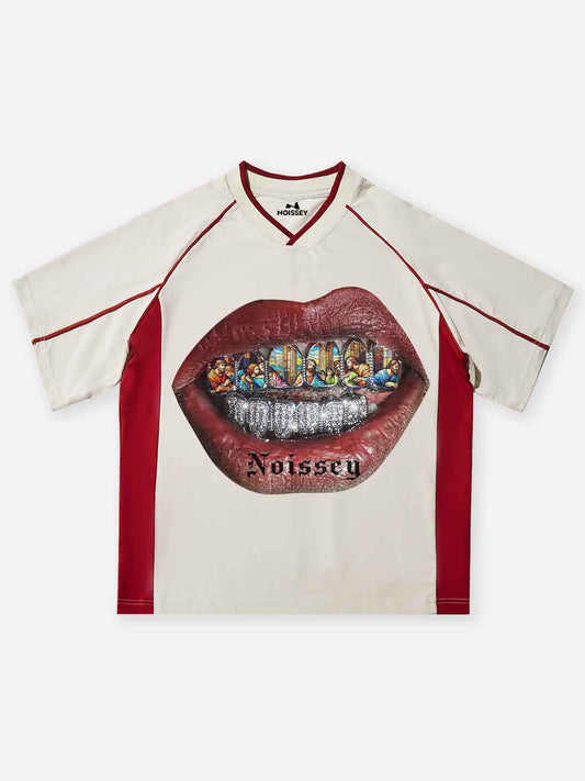 Religious Stained Glass Diamond Grill Print T-shirt