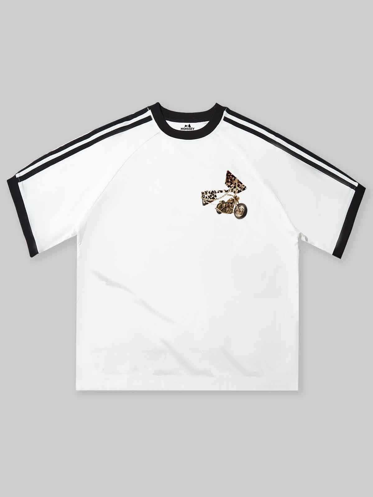 Double-Headed Leopard Print Balaclava Front & Back Print T-shirt