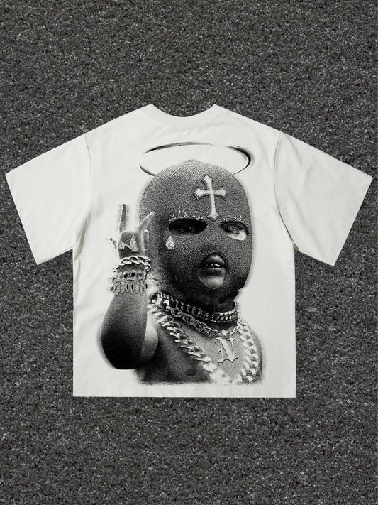 Quick-dry Sports T-shirt Balaclava Baby Double-sided Vintage Print