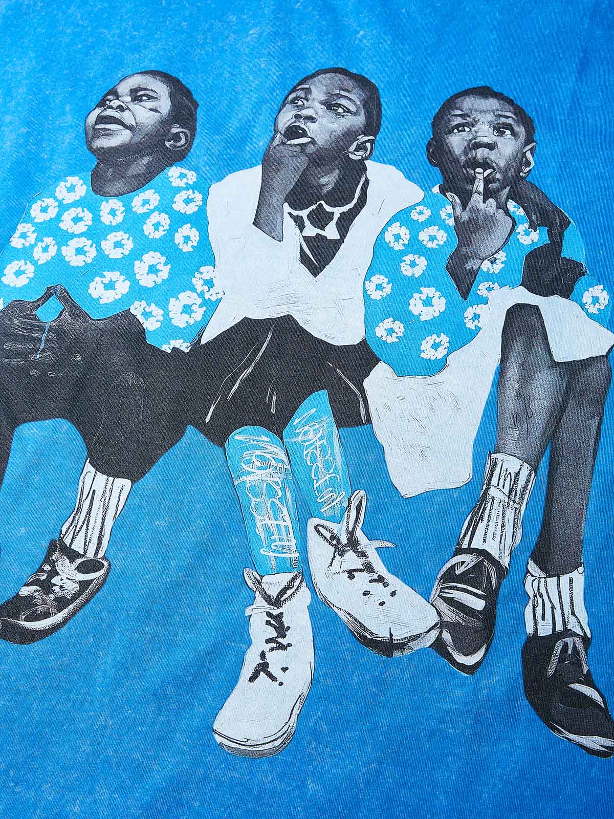 "Singing for Future" Kids' Blue Washed Print T-Shirt