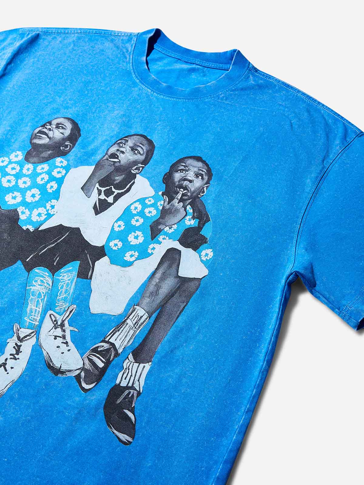 "Singing for Future" Kids' Blue Washed Print T-Shirt