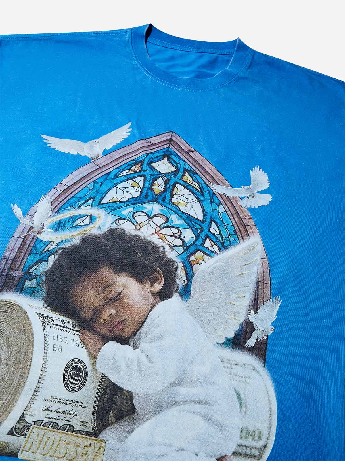 Little Angel Sleeping on Money Washed Print T-shirt