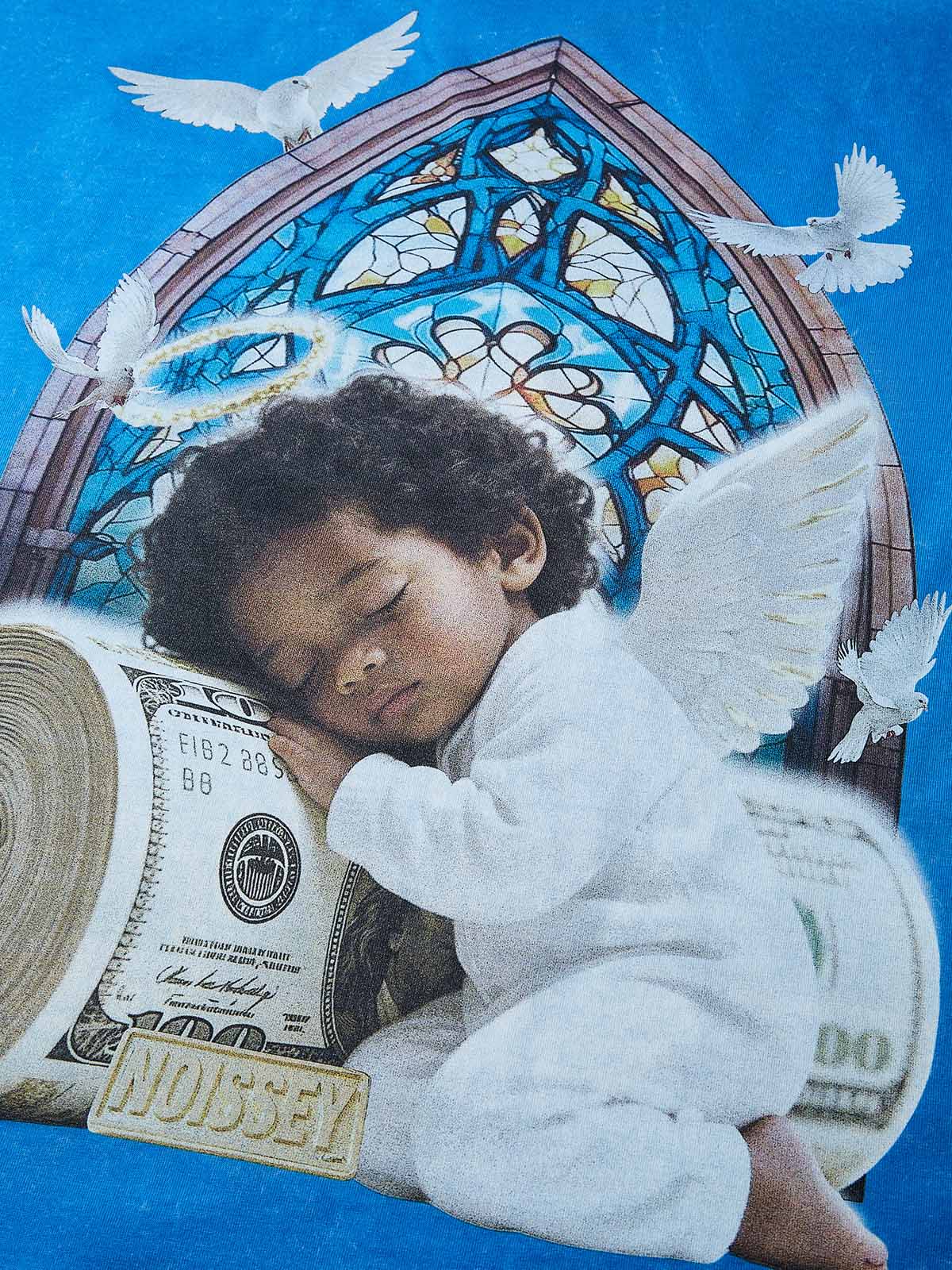 Little Angel Sleeping on Money Washed Print T-shirt